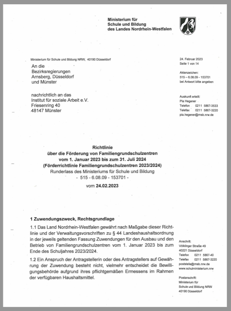 Deckblatt der Förderrichtlinie